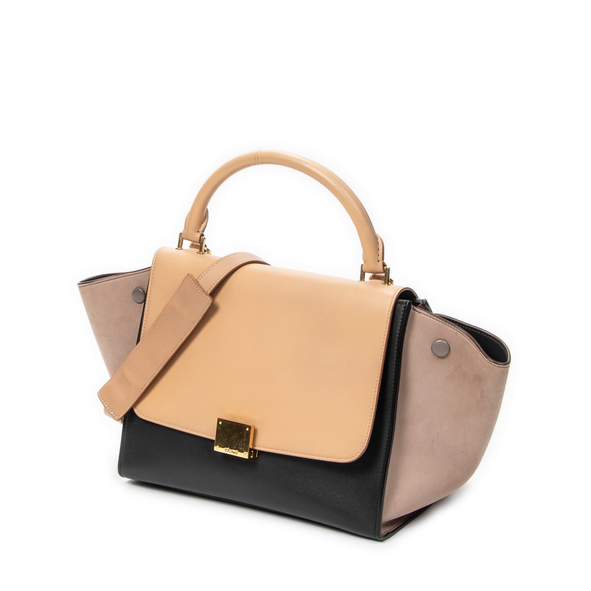 Shoulder Bag Small Trapeze Light Beige Calfskin Leather
