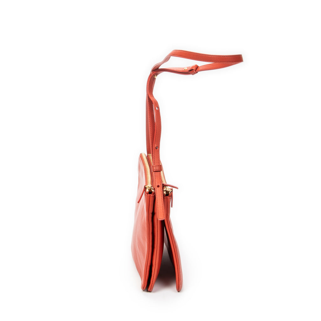 Shoulder Bag Large Trio Crossbody Orange Calfskin Leather