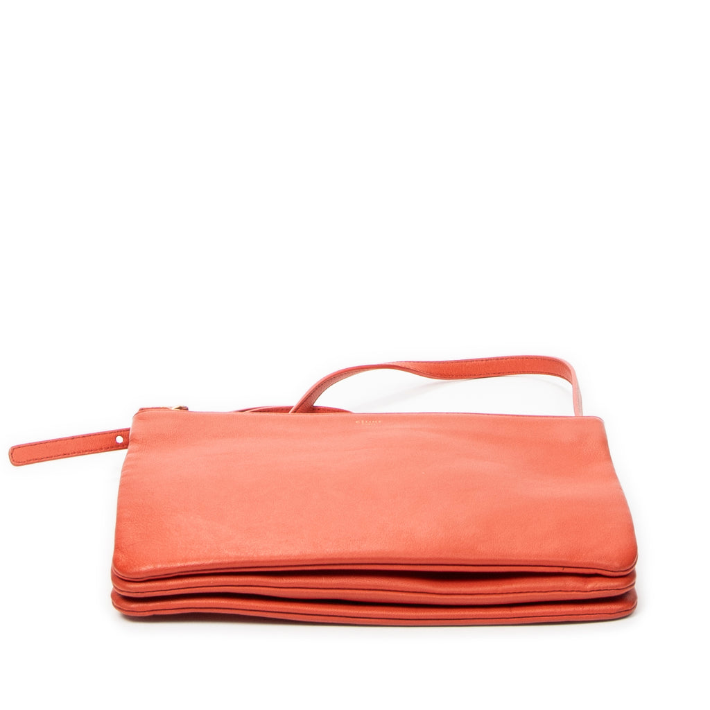 Shoulder Bag Large Trio Crossbody Orange Calfskin Leather