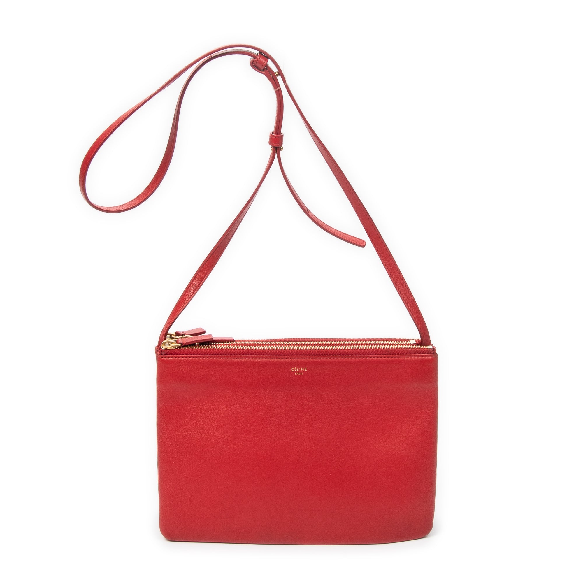Shoulder Bag Large Trio Crossbody Red Calfskin Leather