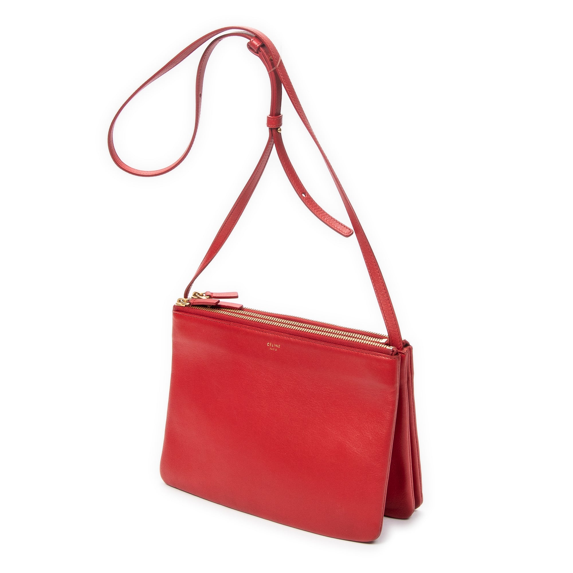 Shoulder Bag Large Trio Crossbody Red Calfskin Leather
