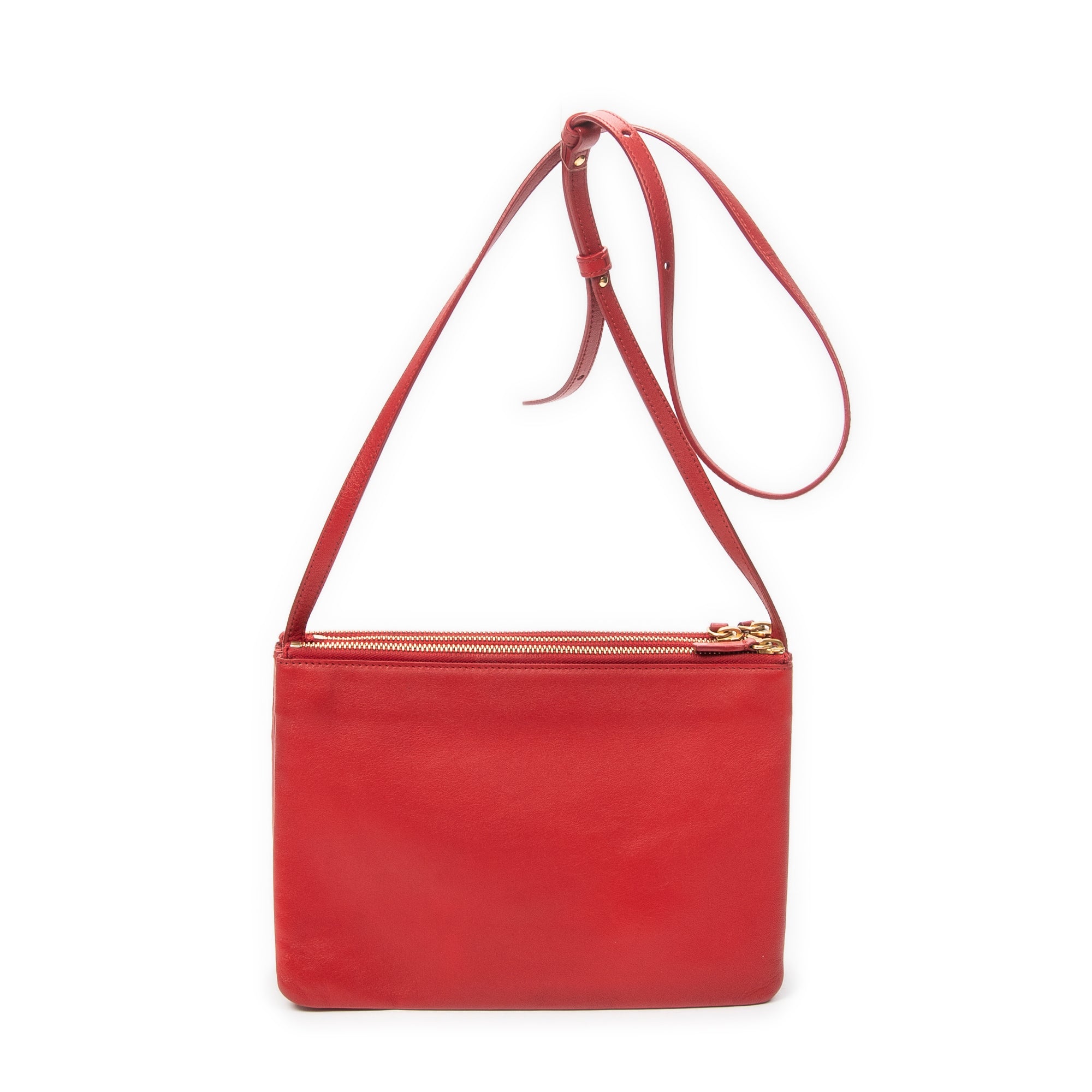 Shoulder Bag Large Trio Crossbody Red Calfskin Leather