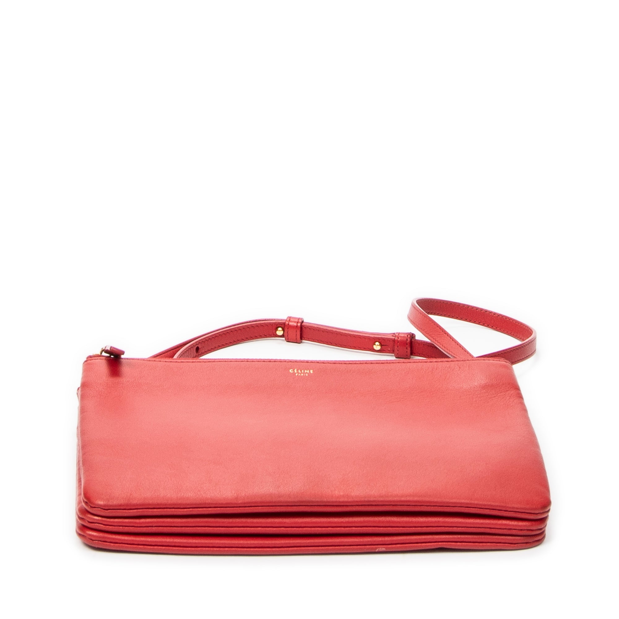 Shoulder Bag Large Trio Crossbody Red Calfskin Leather