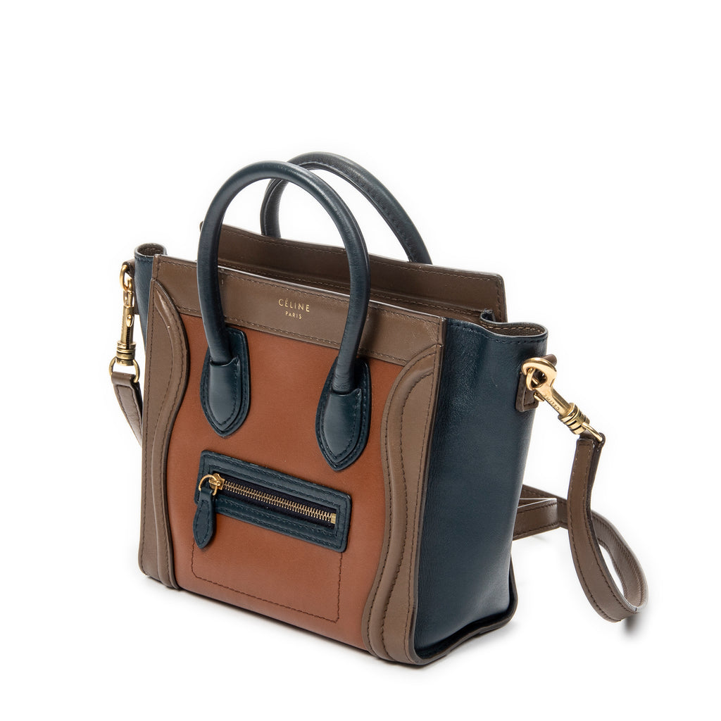 Shoulder Bag Nano Luggage Brown Calfskin Leather