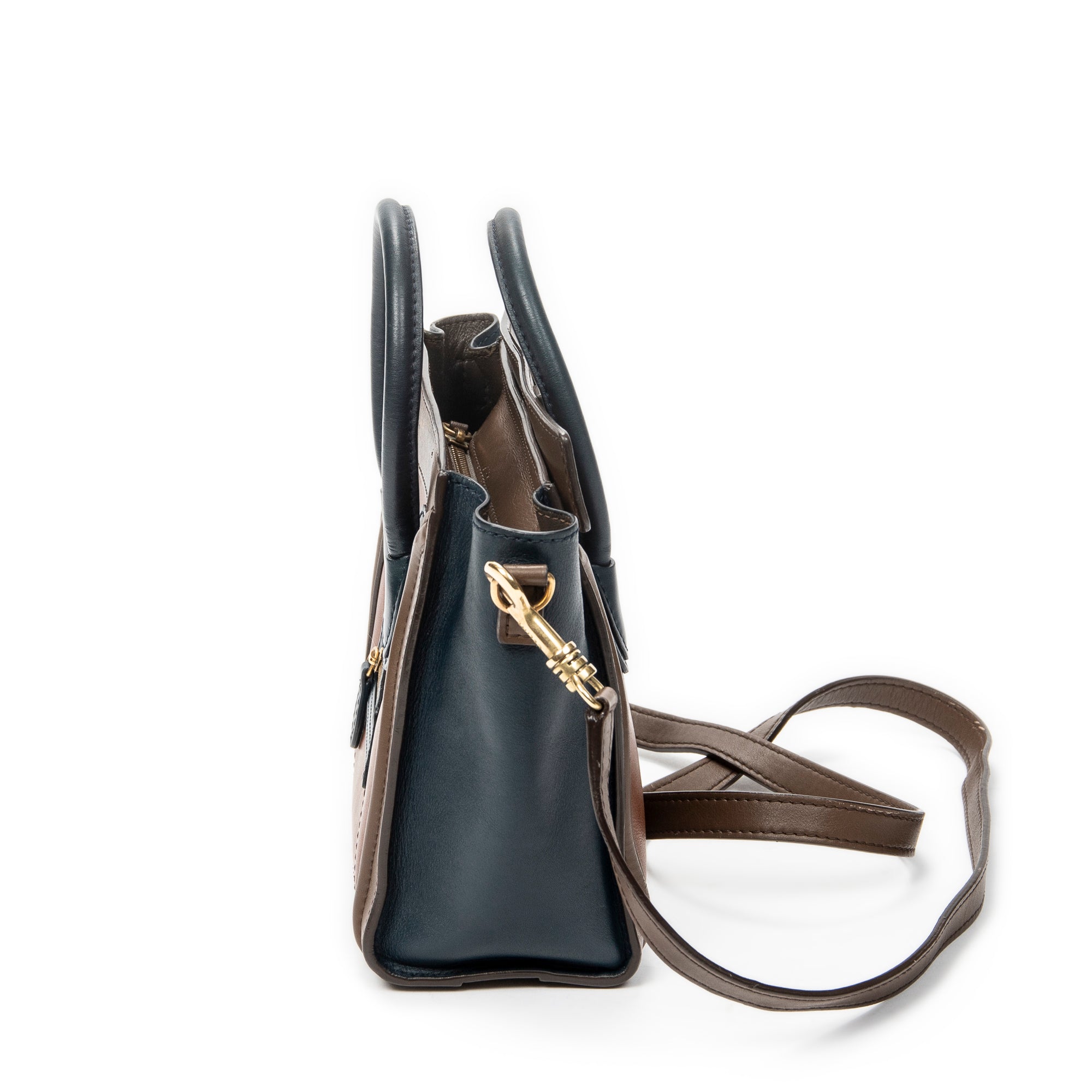 Shoulder Bag Nano Luggage Brown Calfskin Leather