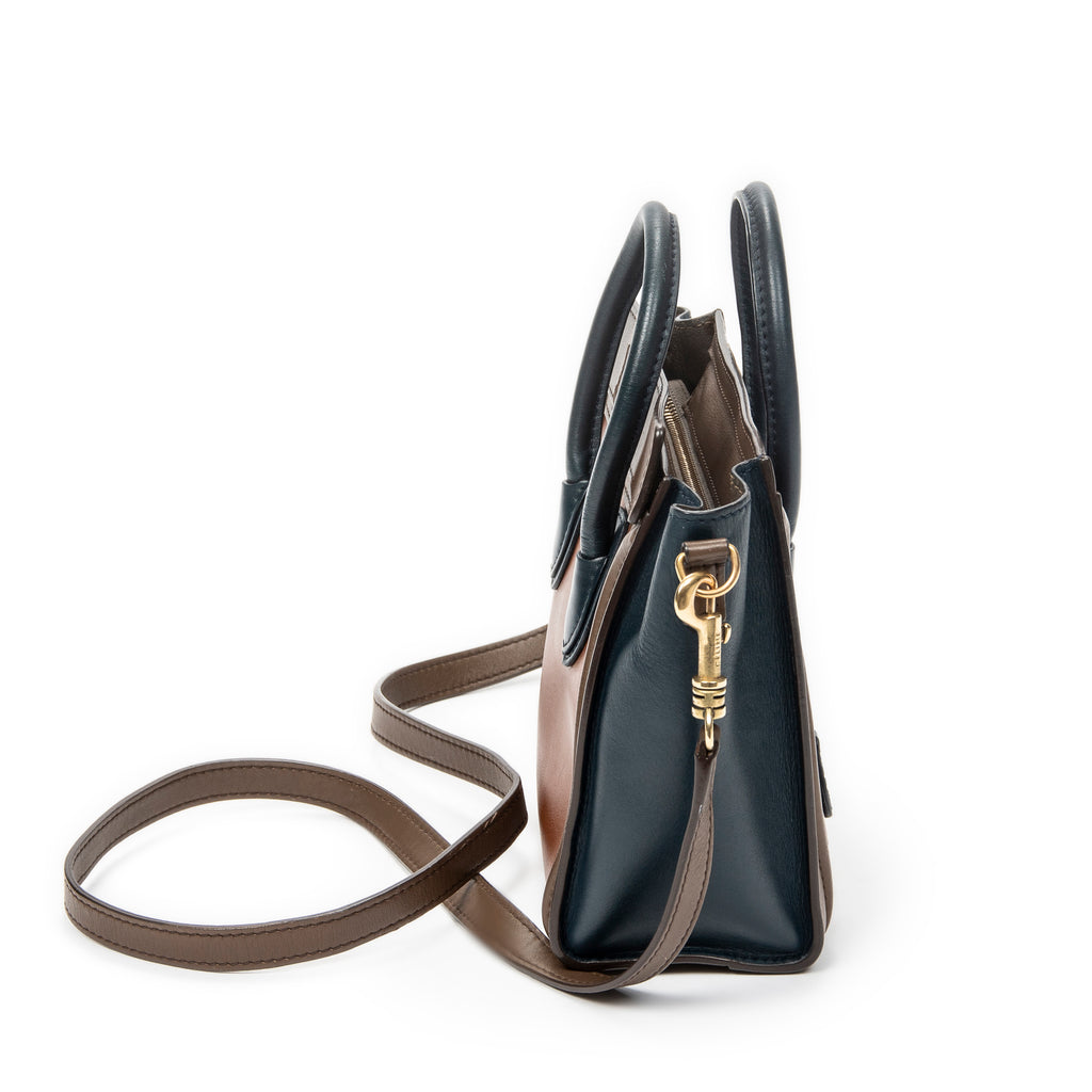 Shoulder Bag Nano Luggage Brown Calfskin Leather