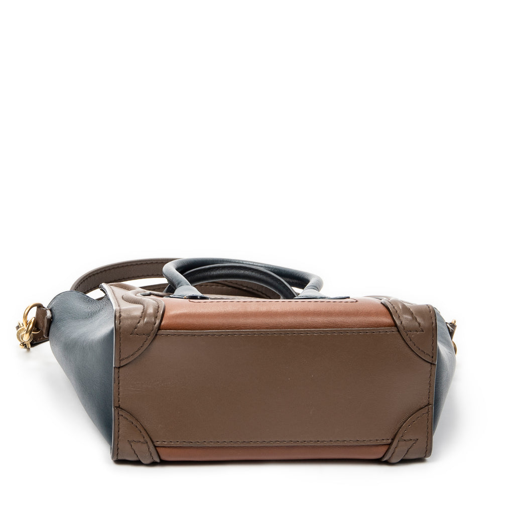 Shoulder Bag Nano Luggage Brown Calfskin Leather