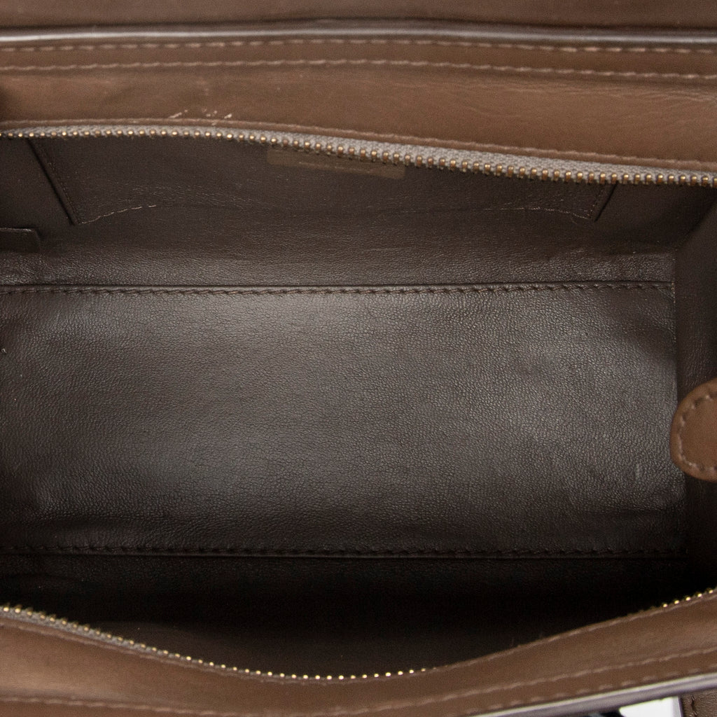 Shoulder Bag Nano Luggage Brown Calfskin Leather