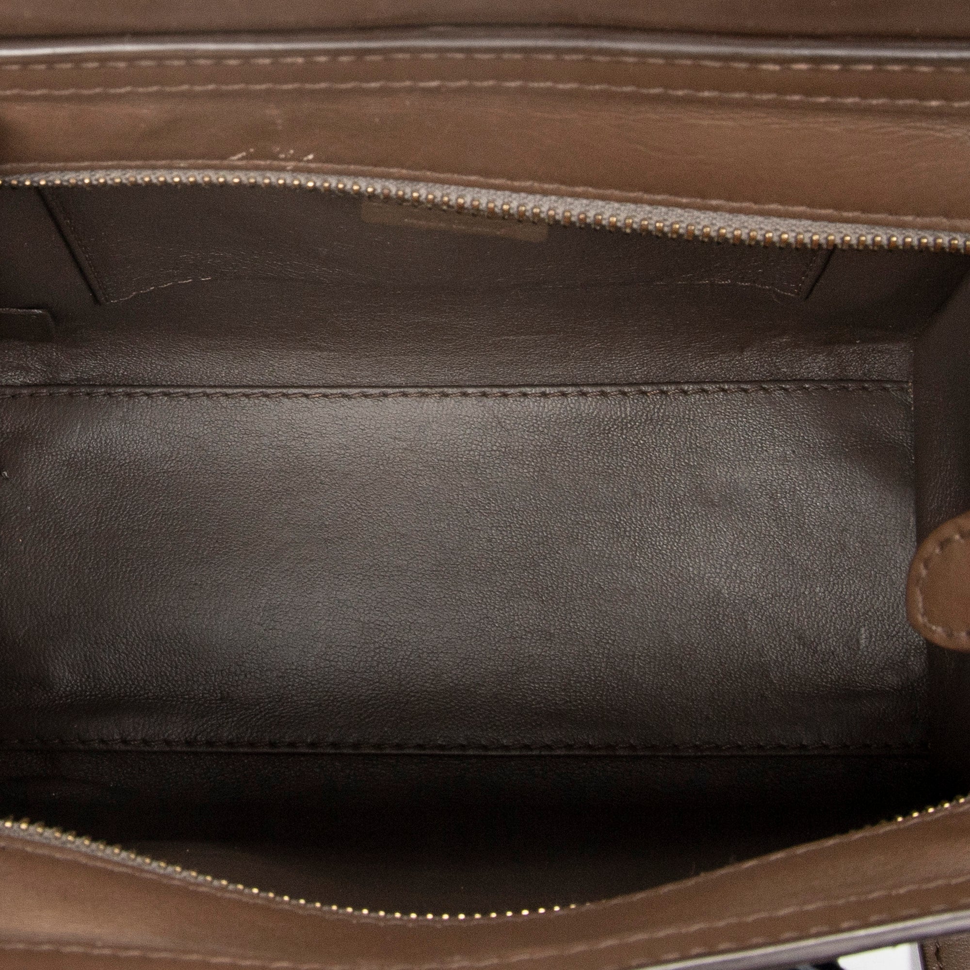 Shoulder Bag Nano Luggage Brown Calfskin Leather