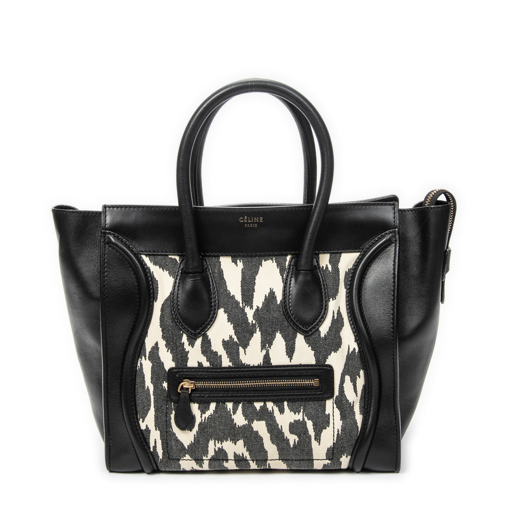 Shoulder Bag Mini Luggage Black Calfskin Leather