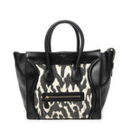 Shoulder Bag Mini Luggage Black Calfskin Leather
