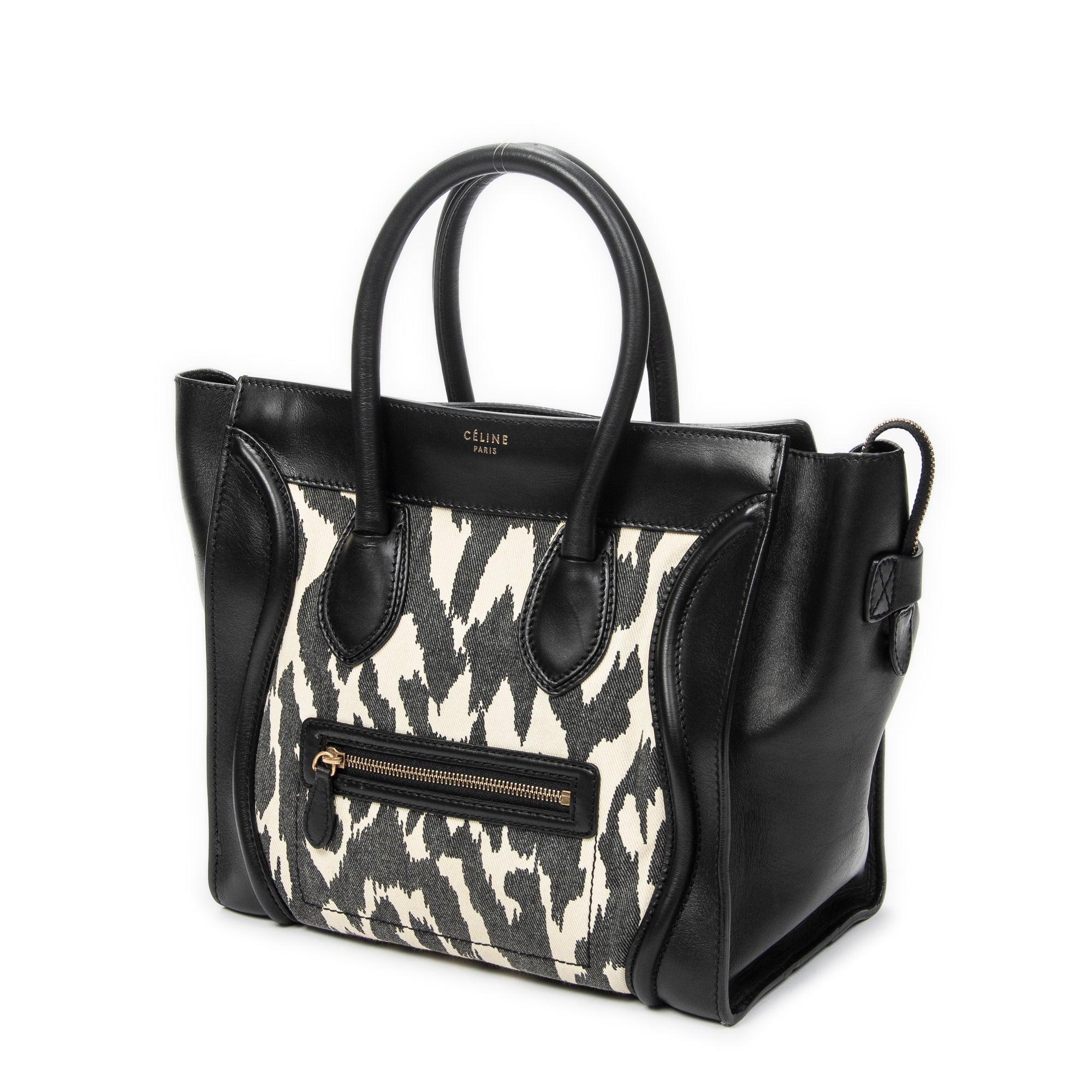 Shoulder Bag Mini Luggage Black Calfskin Leather