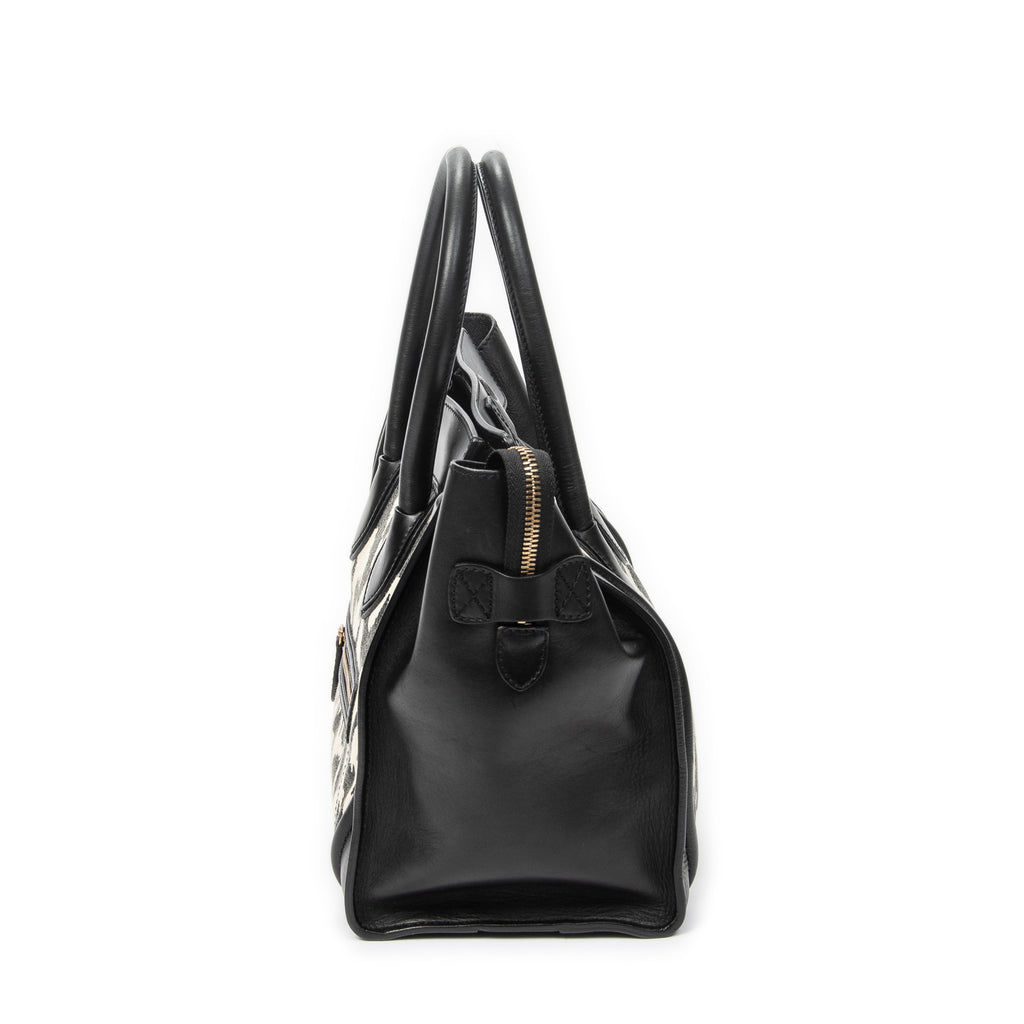 Shoulder Bag Mini Luggage Black Calfskin Leather