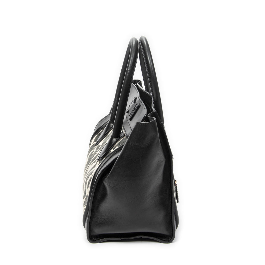 Shoulder Bag Mini Luggage Black Calfskin Leather