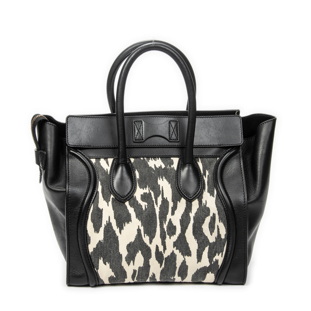 Shoulder Bag Mini Luggage Black Calfskin Leather