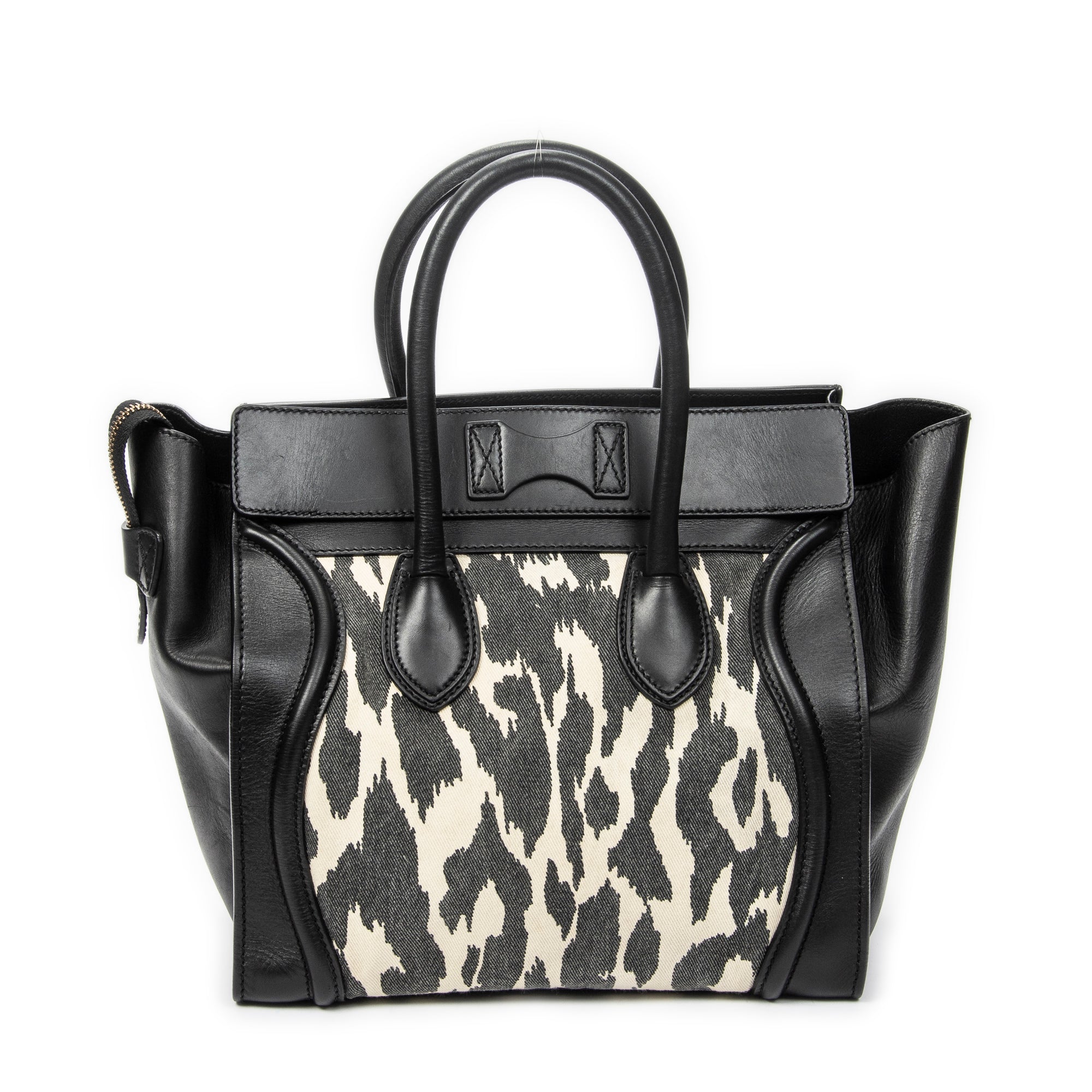 Shoulder Bag Mini Luggage Black Calfskin Leather