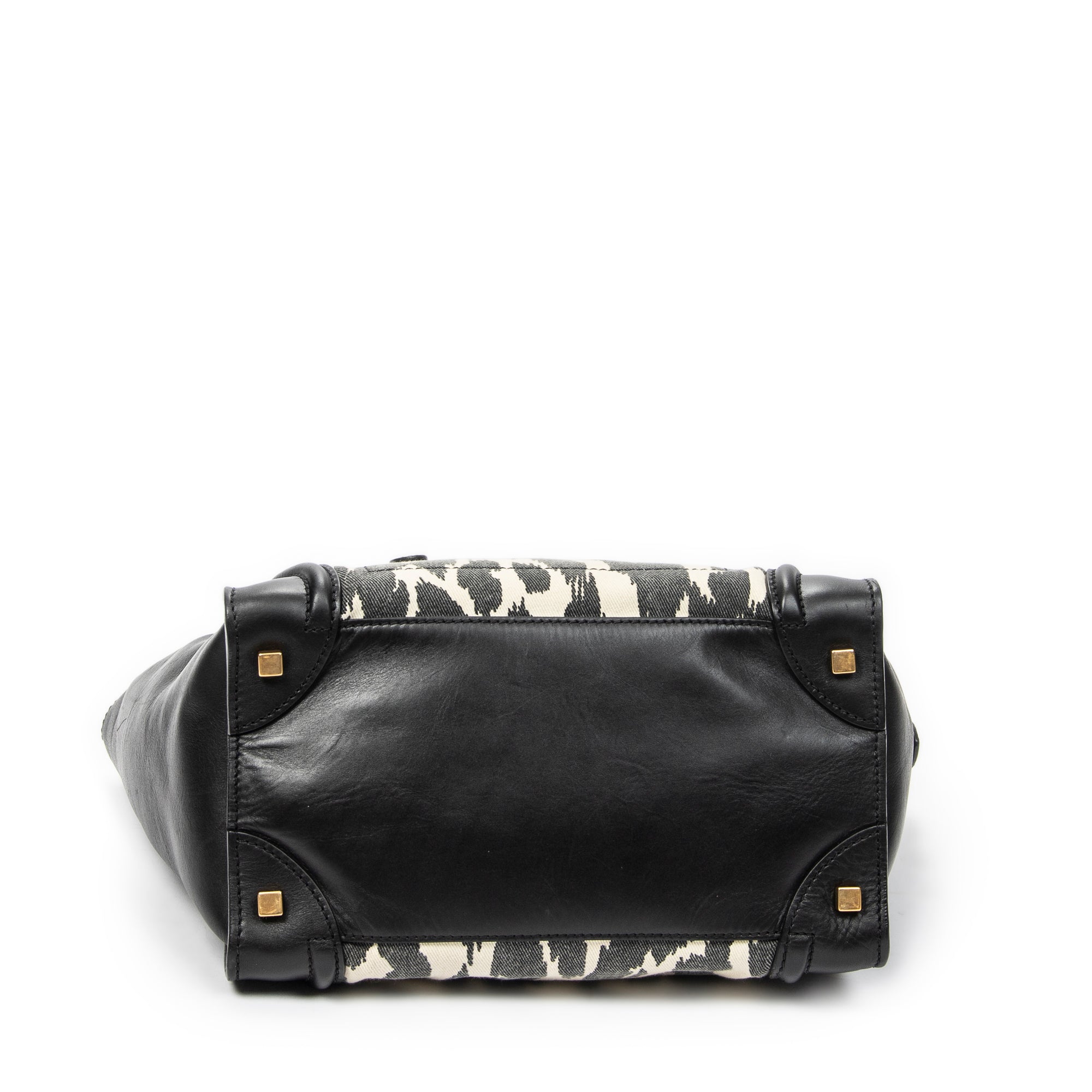 Shoulder Bag Mini Luggage Black Calfskin Leather