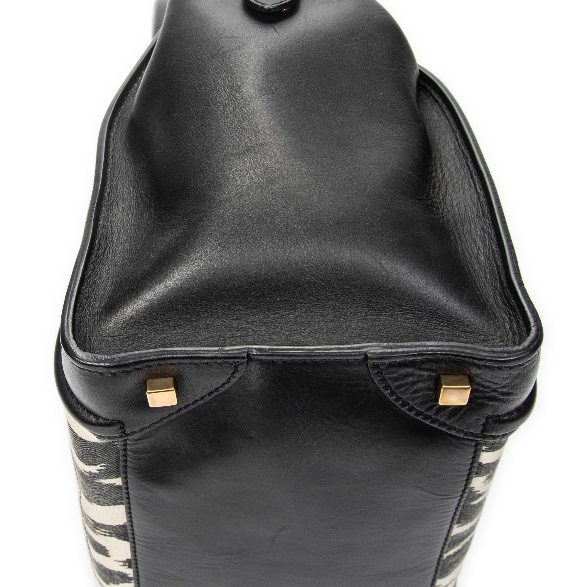 Shoulder Bag Mini Luggage Black Calfskin Leather