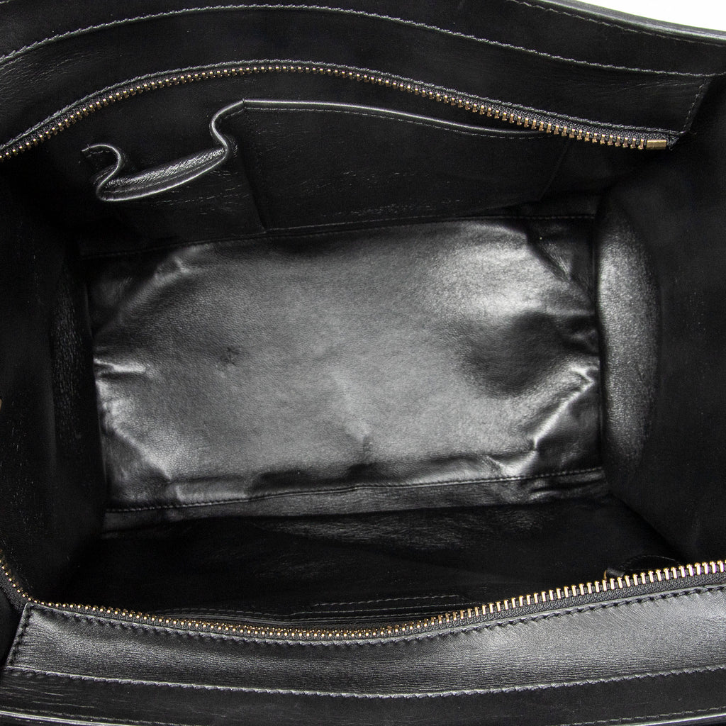 Shoulder Bag Mini Luggage Black Calfskin Leather
