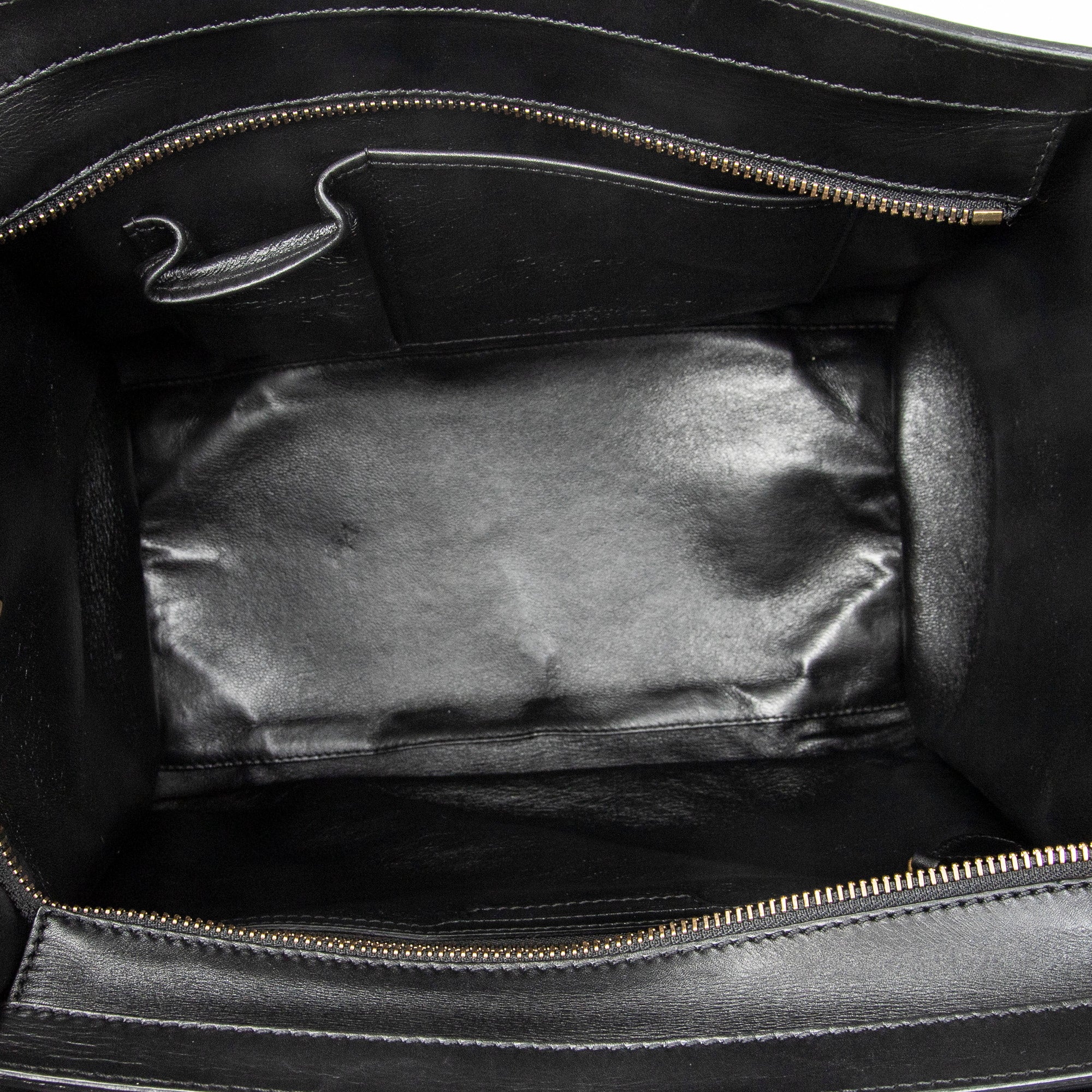 Shoulder Bag Mini Luggage Black Calfskin Leather