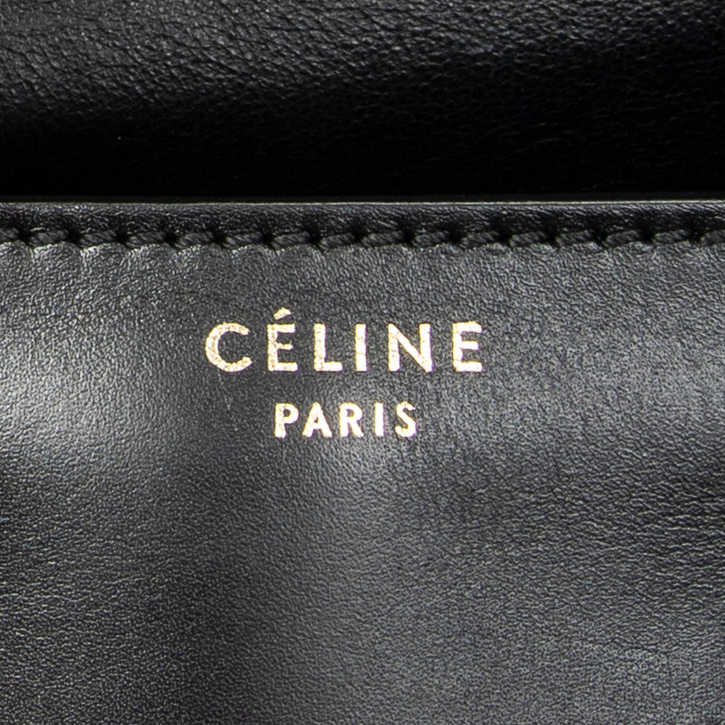 Shoulder Bag Mini Luggage Black Calfskin Leather