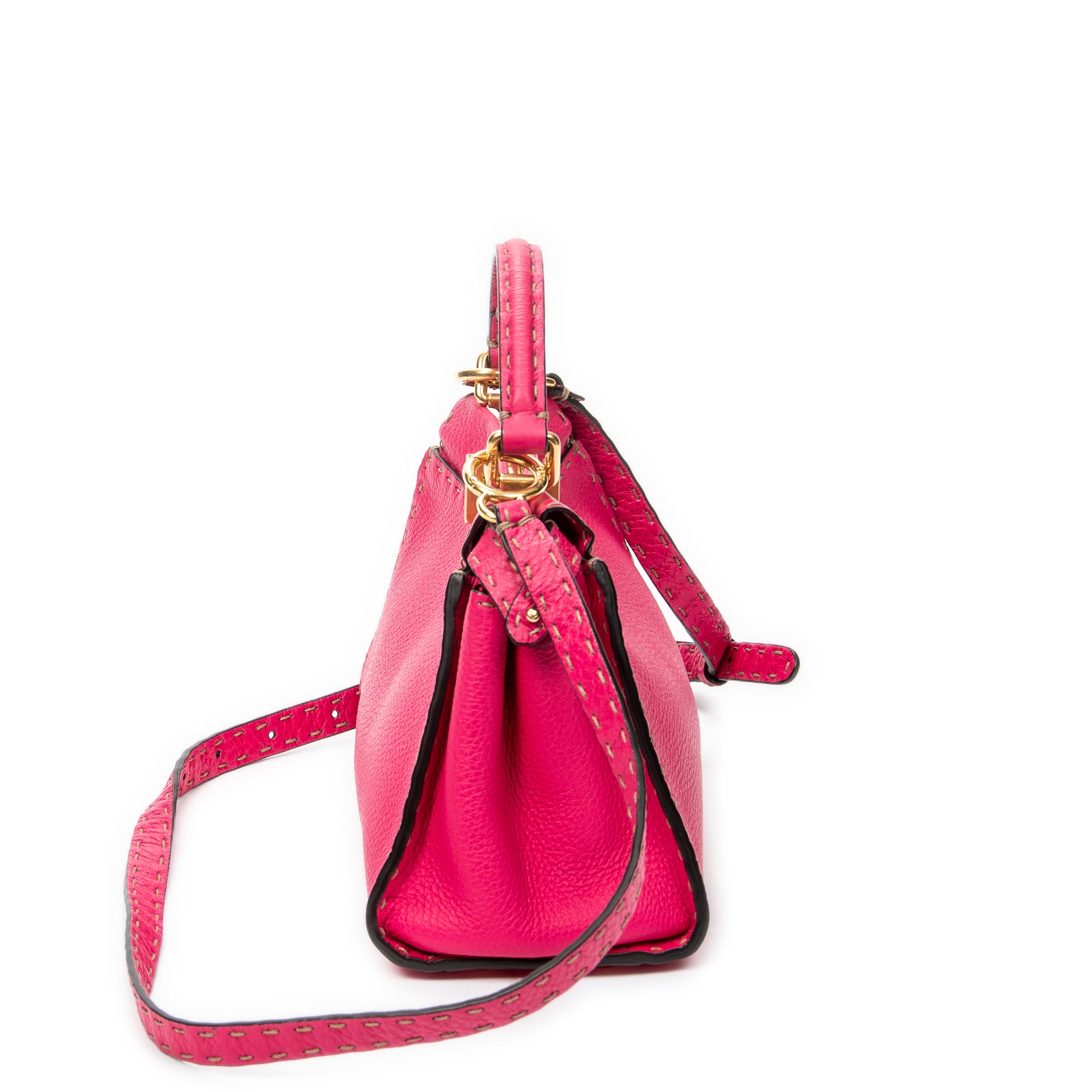 Shoulder Bag Mini Peekaboo Fuchsia Pink Selleria Leather