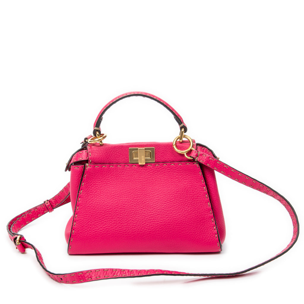Shoulder Bag Mini Peekaboo Fuchsia Pink Selleria Leather