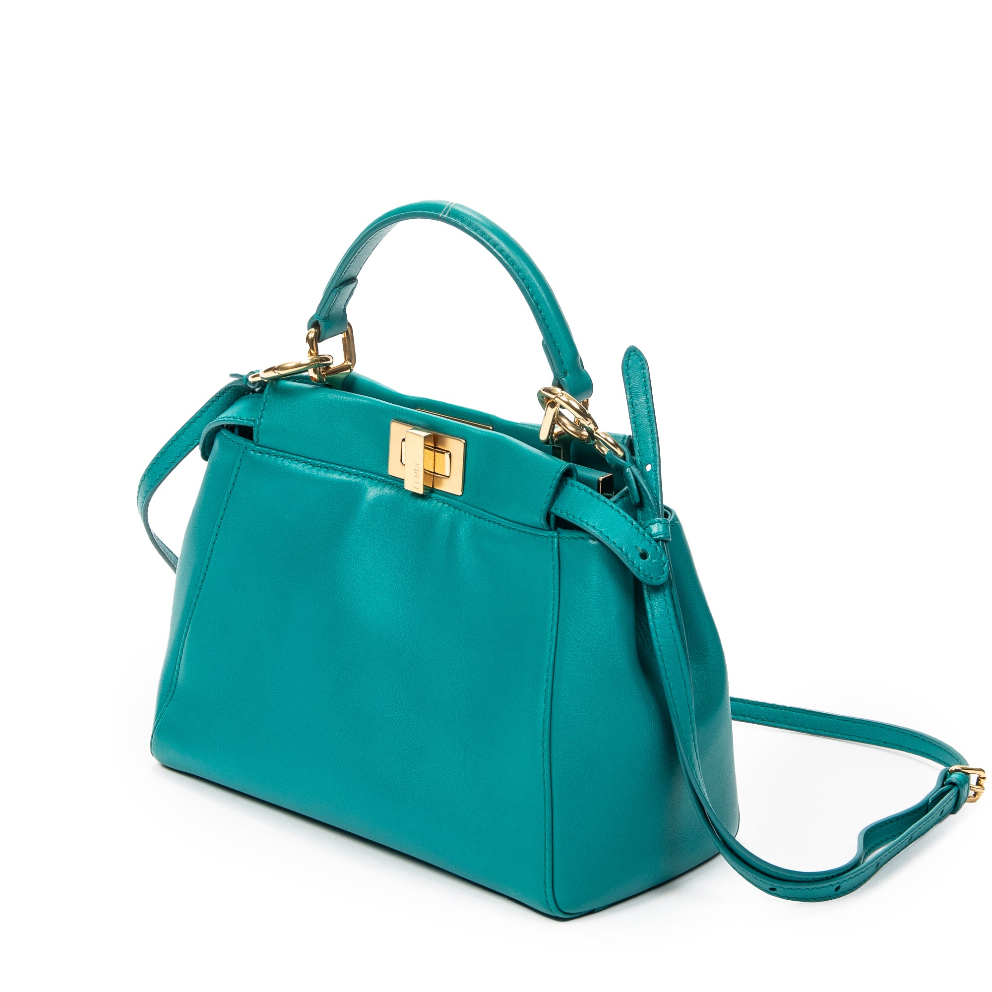 Shoulder Bag Mini Peekaboo Teal Calfskin Leather