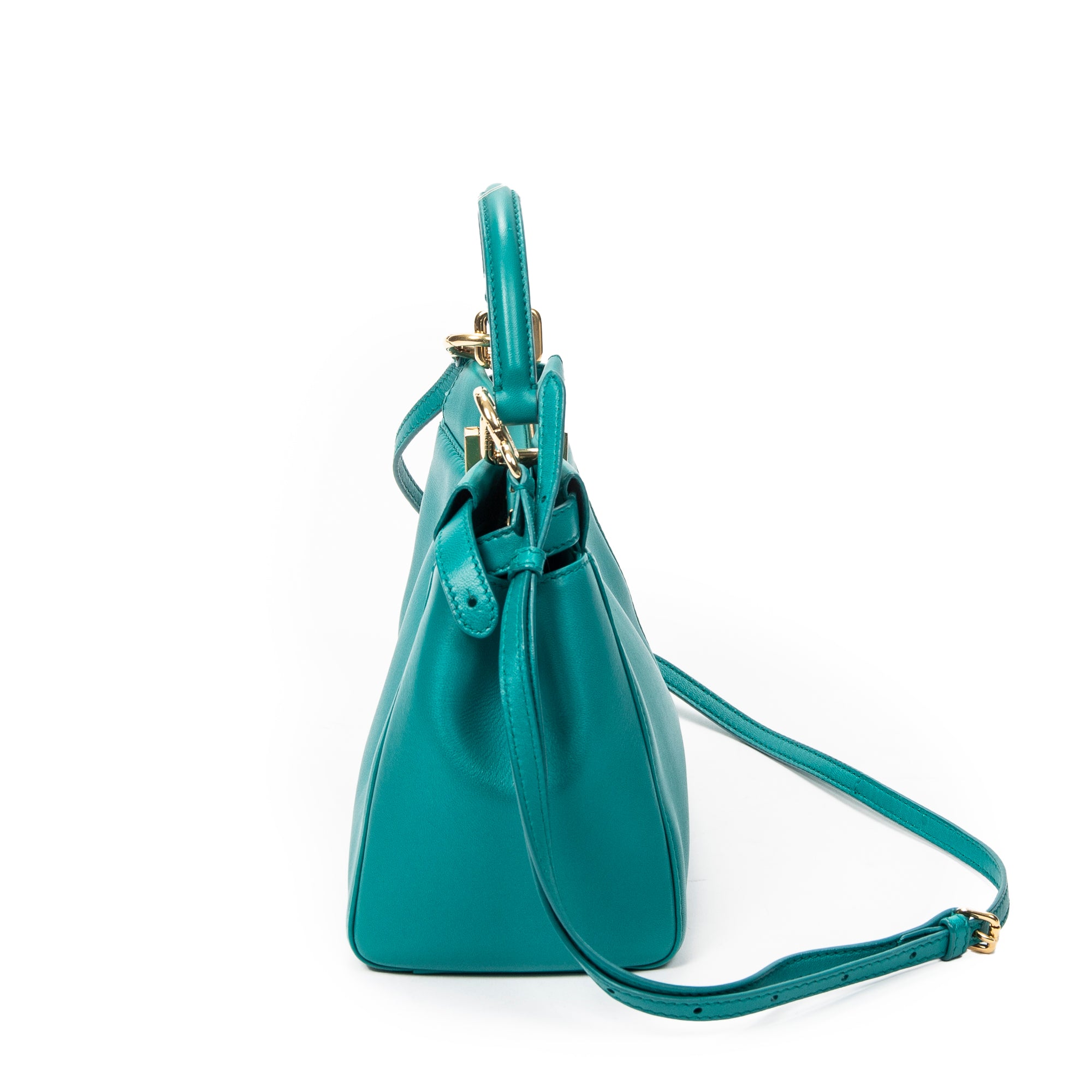 Shoulder Bag Mini Peekaboo Teal Calfskin Leather
