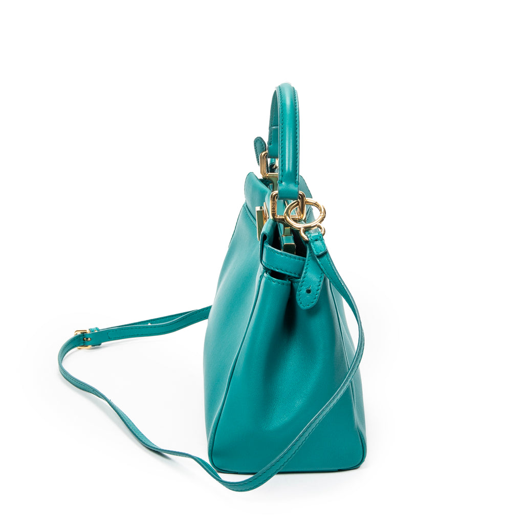 Shoulder Bag Mini Peekaboo Teal Calfskin Leather