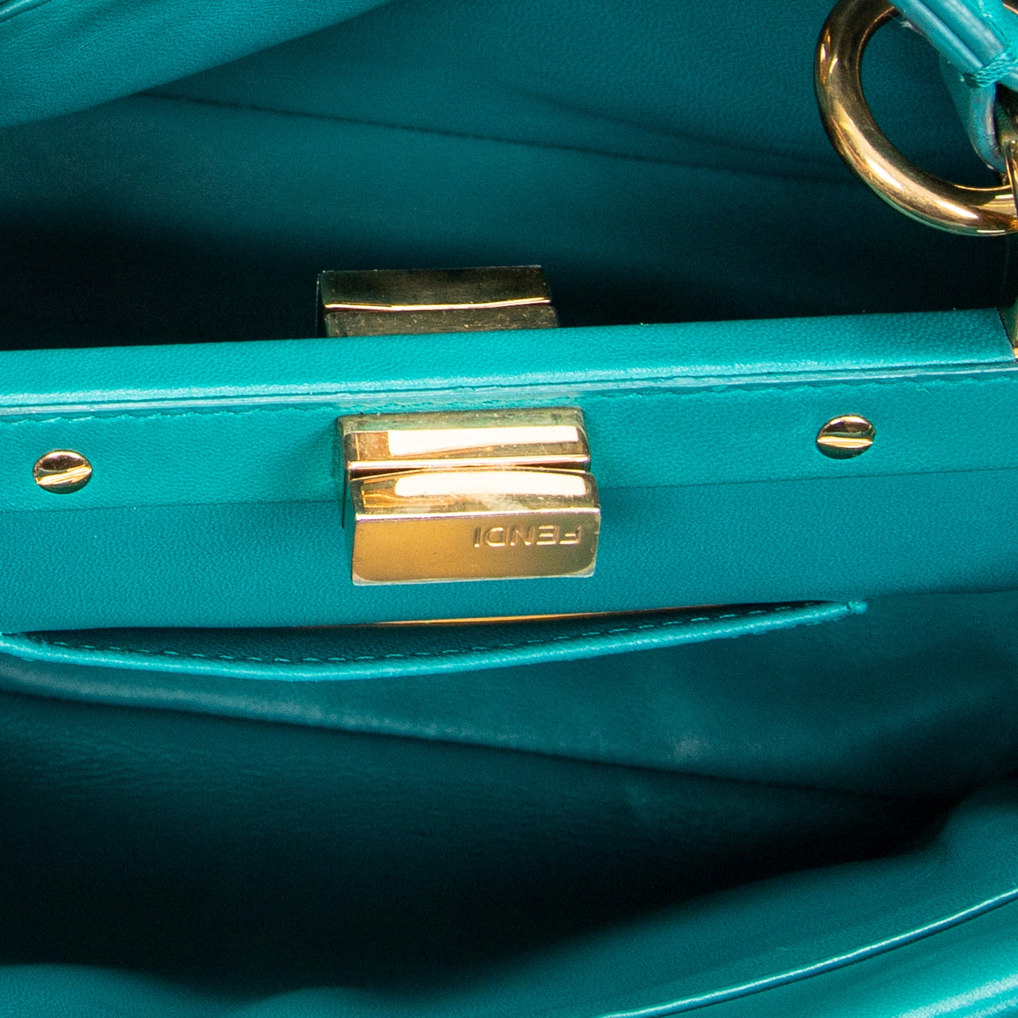 Shoulder Bag Mini Peekaboo Teal Calfskin Leather