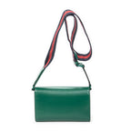 Shoulder Bag Mini Web Monochrome Horsebit 1955 Green Calfskin Leather
