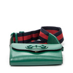 Shoulder Bag Mini Web Monochrome Horsebit 1955 Green Calfskin Leather