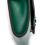 Shoulder Bag Mini Web Monochrome Horsebit 1955 Green Calfskin Leather