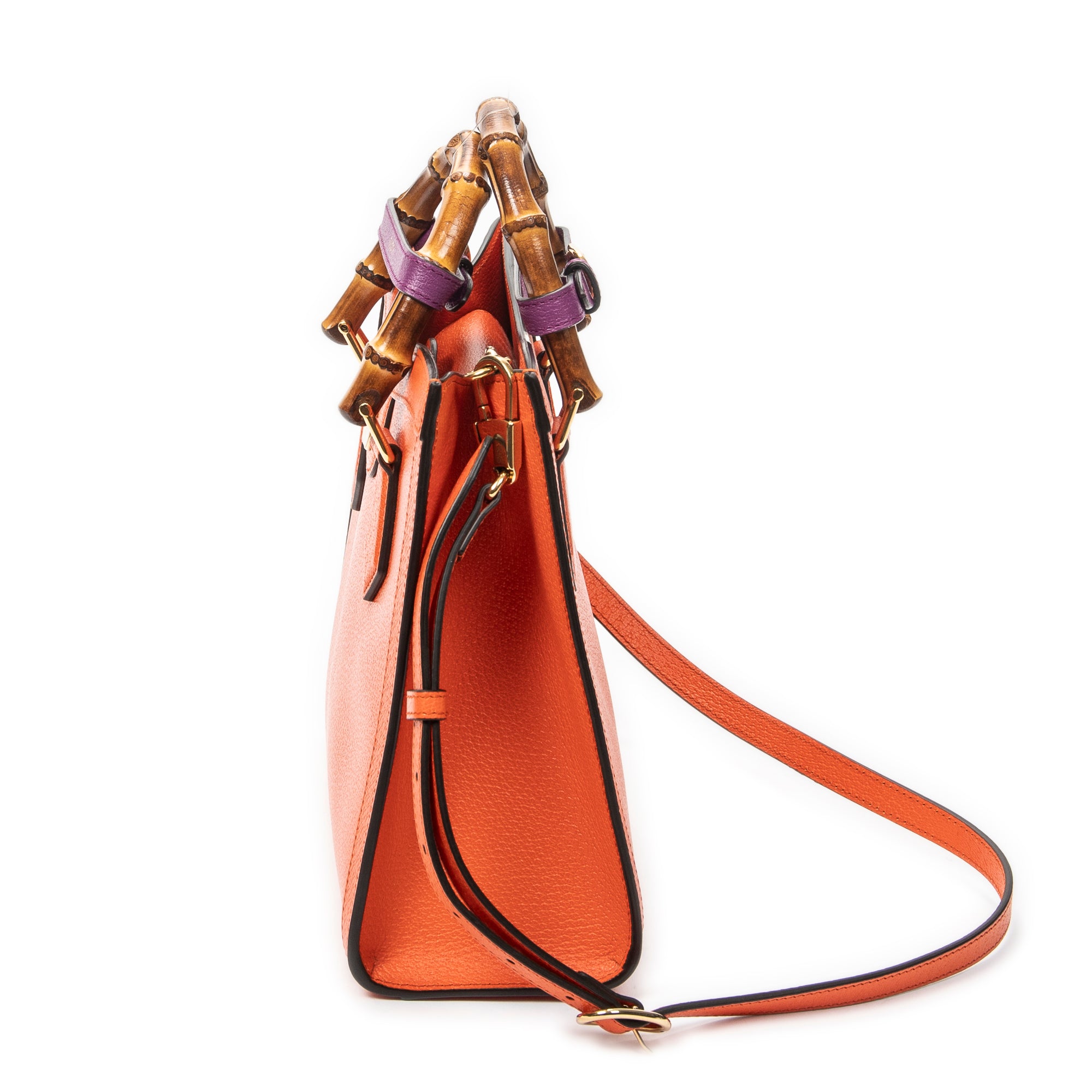 Shoulder Bag Medium Diana Bamboo Tote Orange Grained Calfskin Leather
