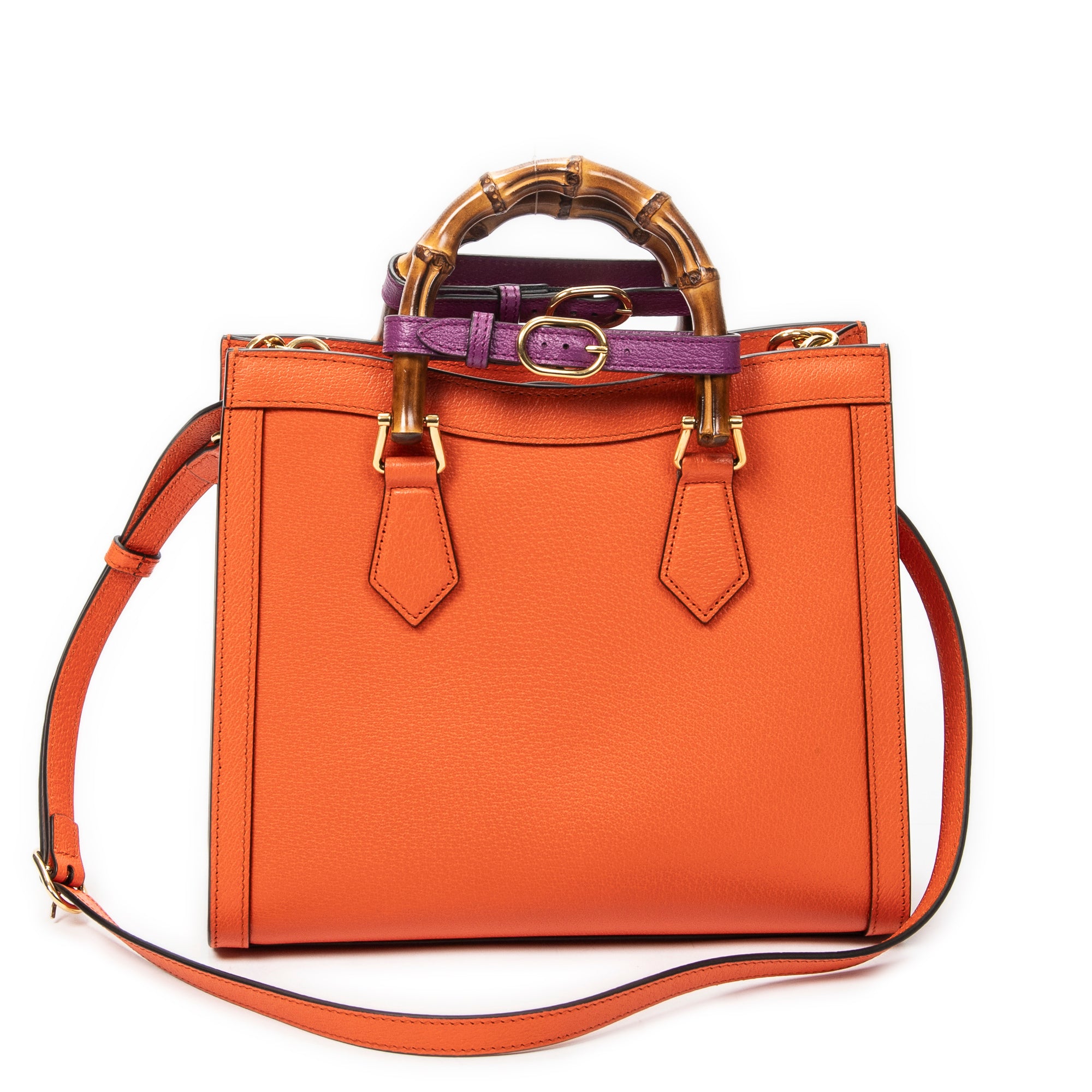 Shoulder Bag Medium Diana Bamboo Tote Orange Grained Calfskin Leather