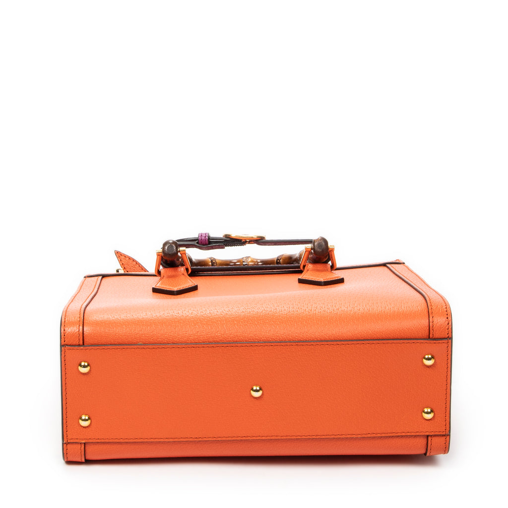 Shoulder Bag Medium Diana Bamboo Tote Orange Grained Calfskin Leather