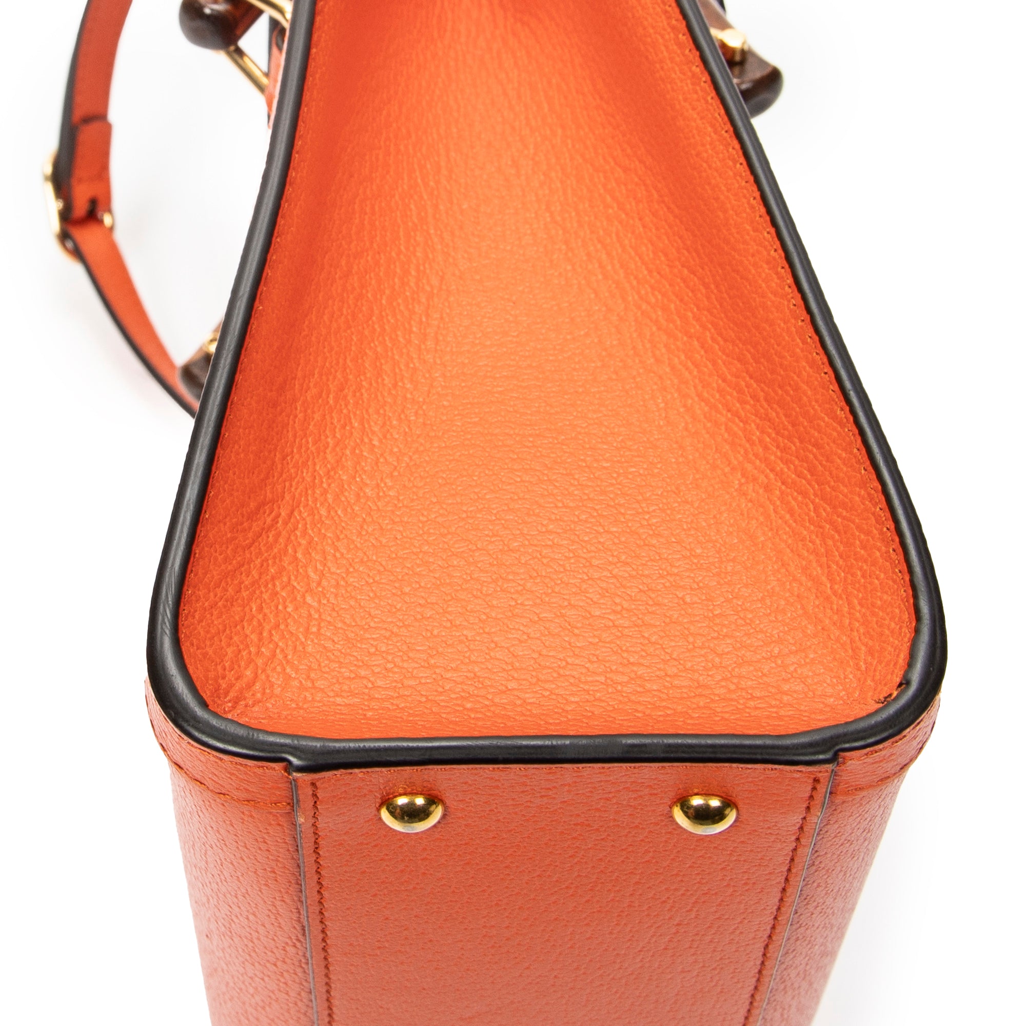 Shoulder Bag Medium Diana Bamboo Tote Orange Grained Calfskin Leather
