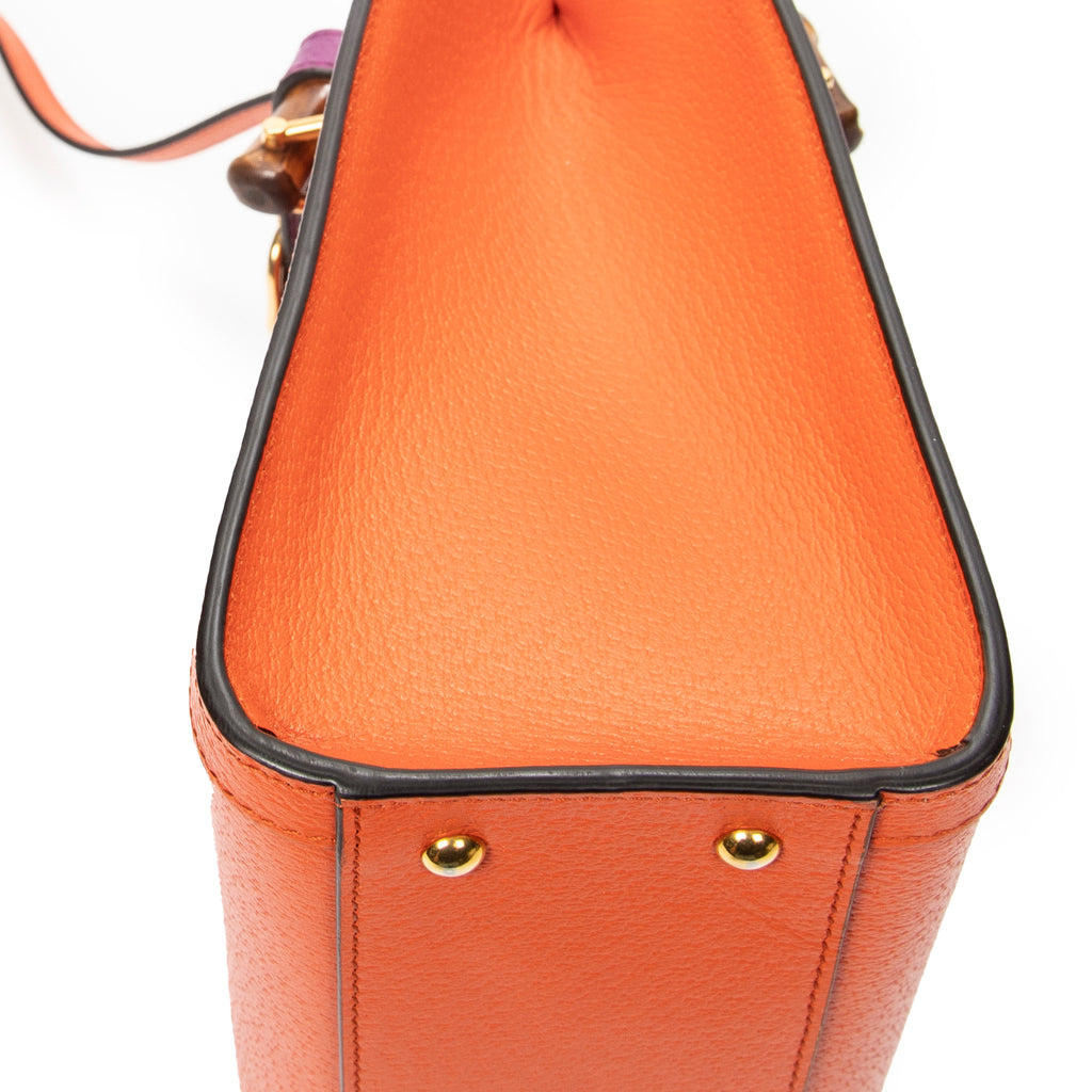 Shoulder Bag Medium Diana Bamboo Tote Orange Grained Calfskin Leather