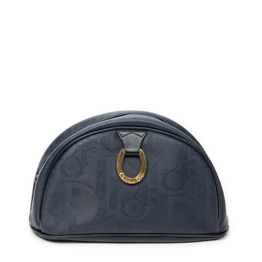 Pouch Vintage Half Moon Pouch Navy Maxi Diorissimo Coated Canvas