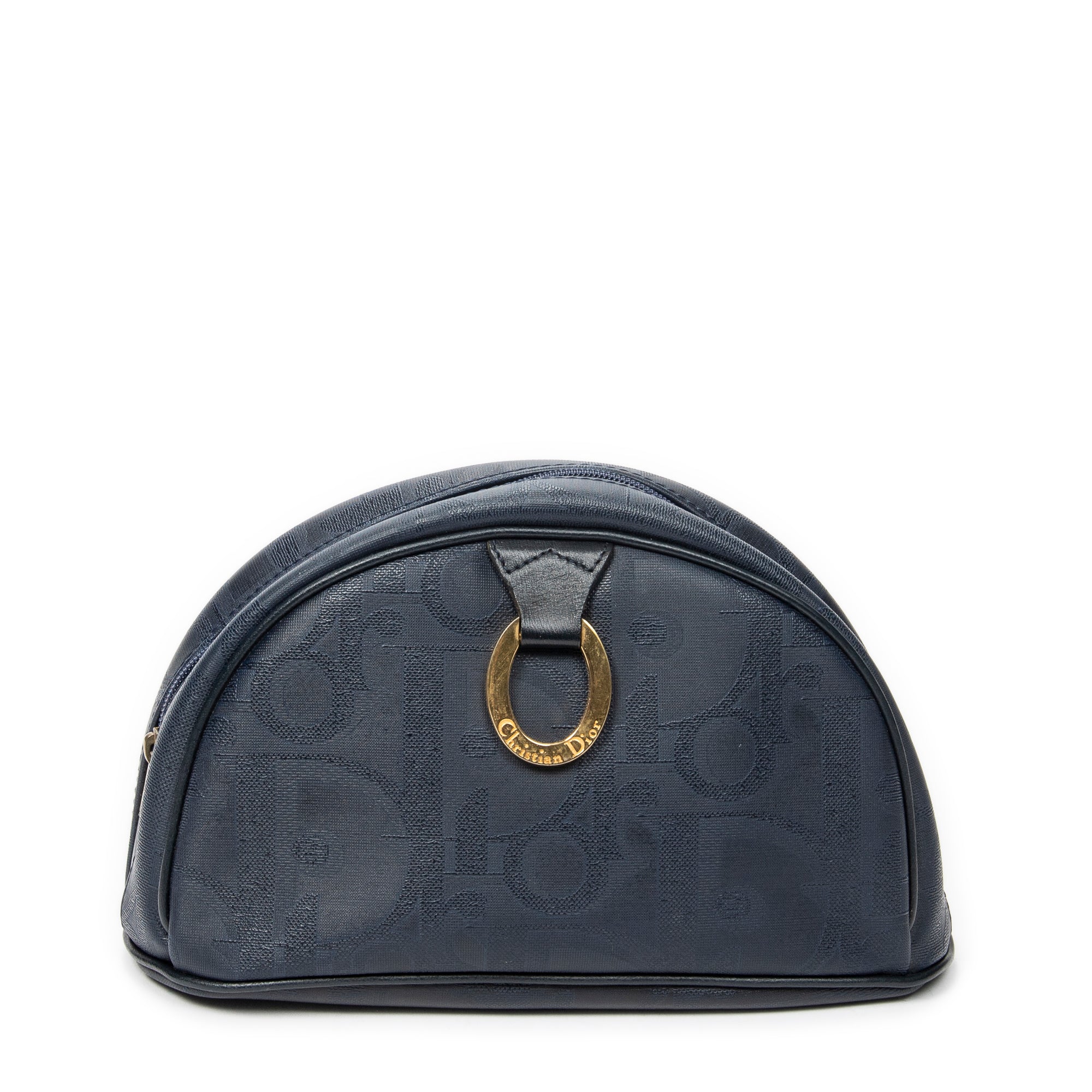 Pouch Vintage Half Moon Pouch Navy Maxi Diorissimo Coated Canvas