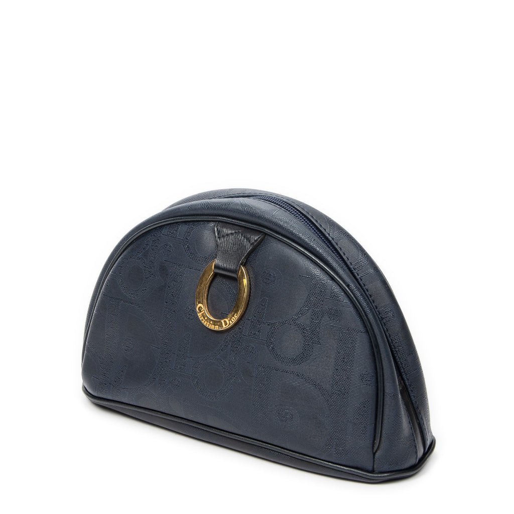 Pouch Vintage Half Moon Pouch Navy Maxi Diorissimo Coated Canvas