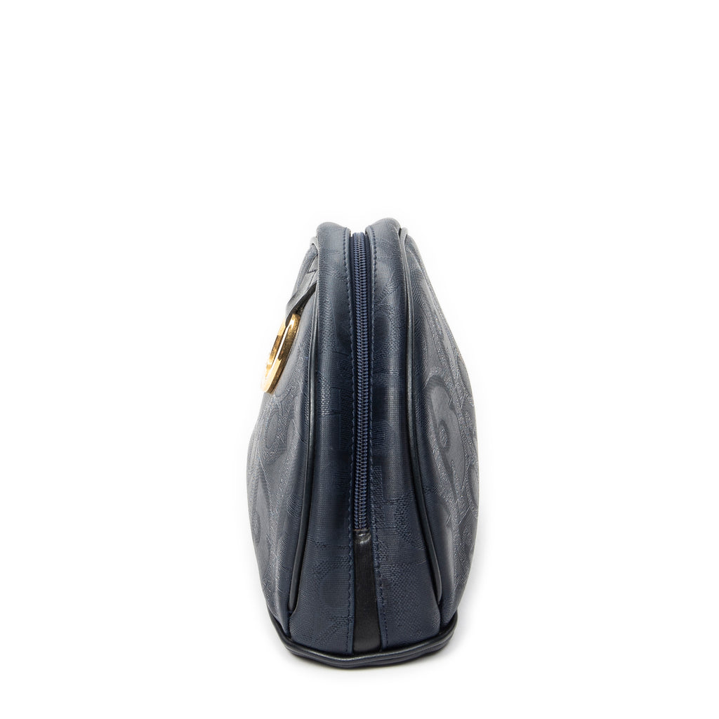 Pouch Vintage Half Moon Pouch Navy Maxi Diorissimo Coated Canvas