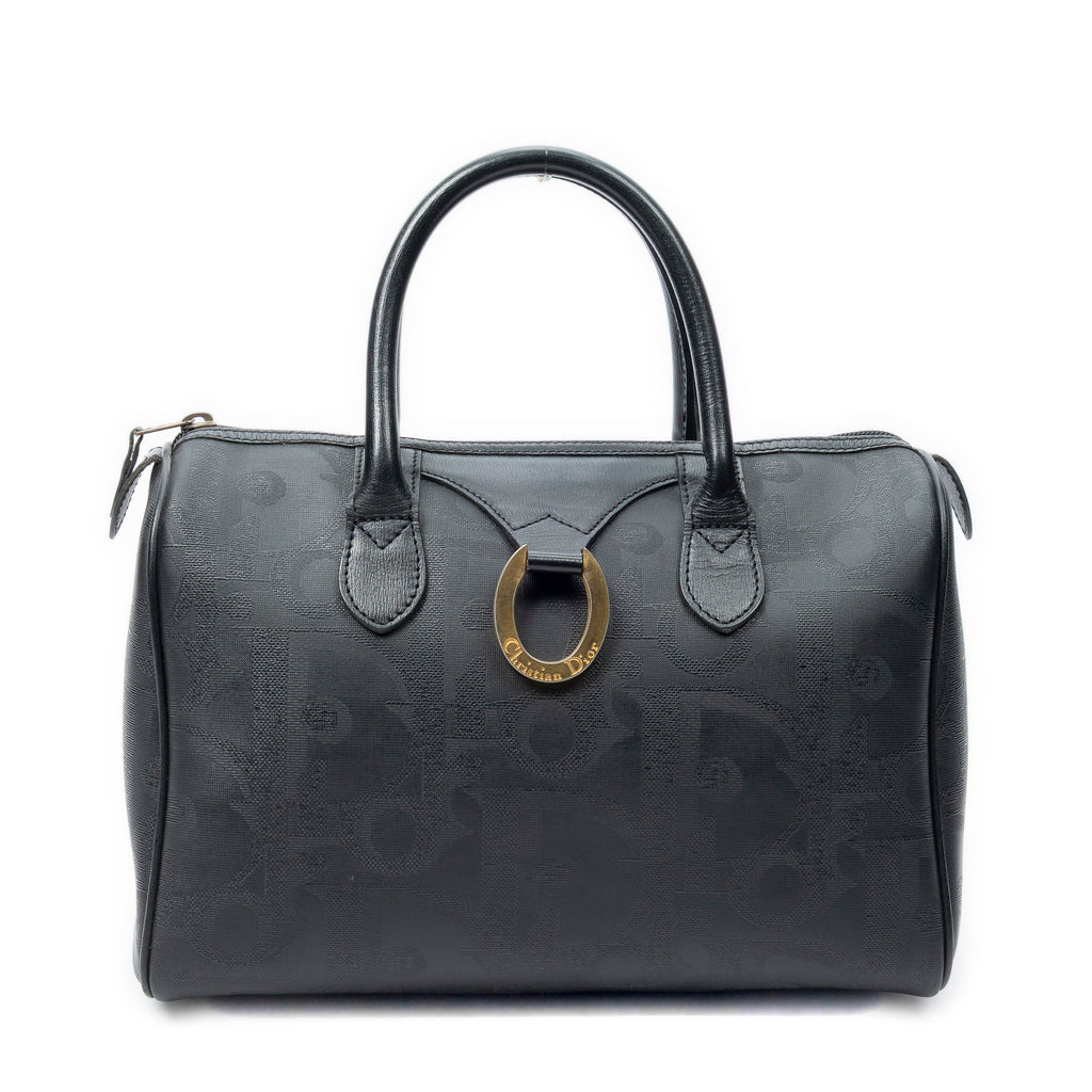 Handbag Vintage Small Boston Black Maxi Diorissimo Coated Canvas