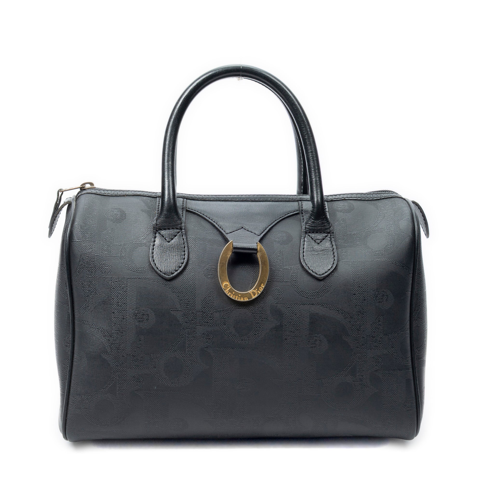 Handbag Vintage Small Boston Black Maxi Diorissimo Coated Canvas