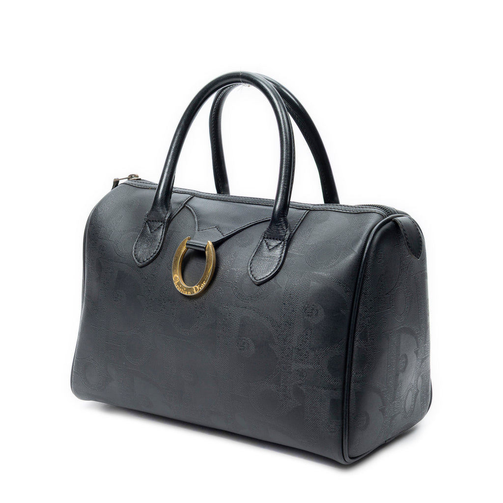 Handbag Vintage Small Boston Black Maxi Diorissimo Coated Canvas