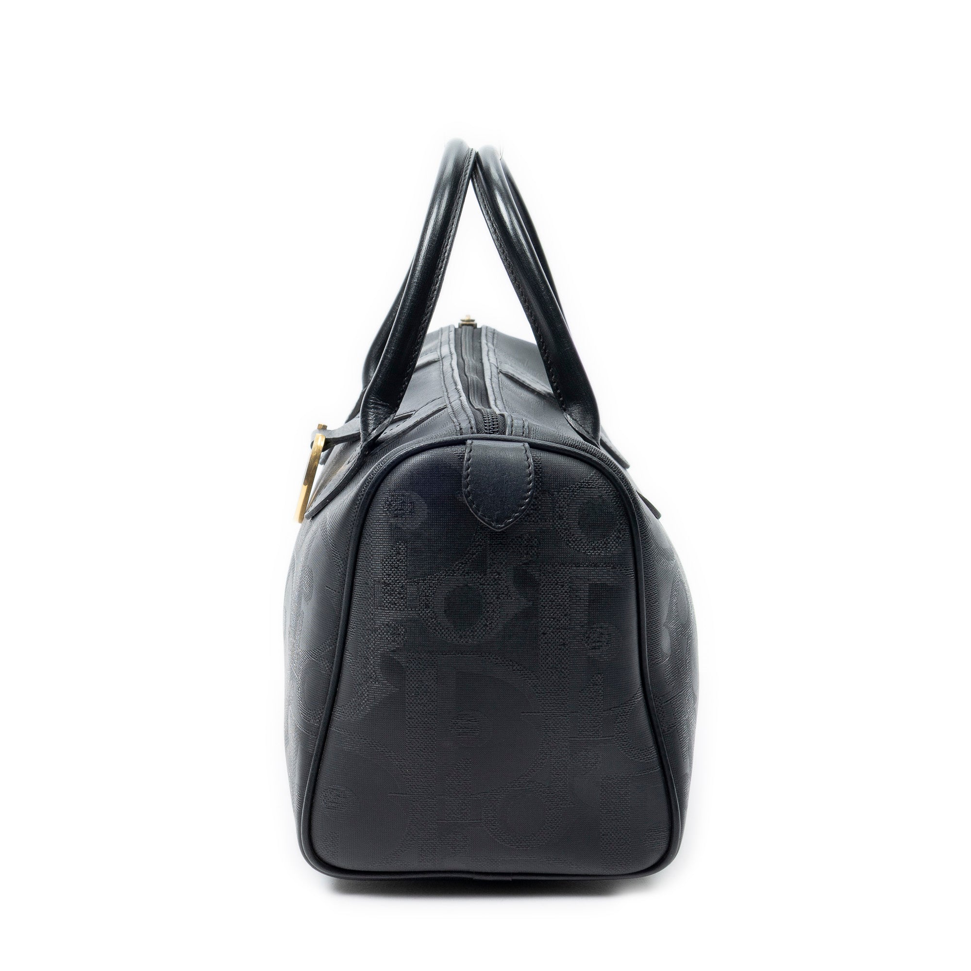 Handbag Vintage Small Boston Black Maxi Diorissimo Coated Canvas