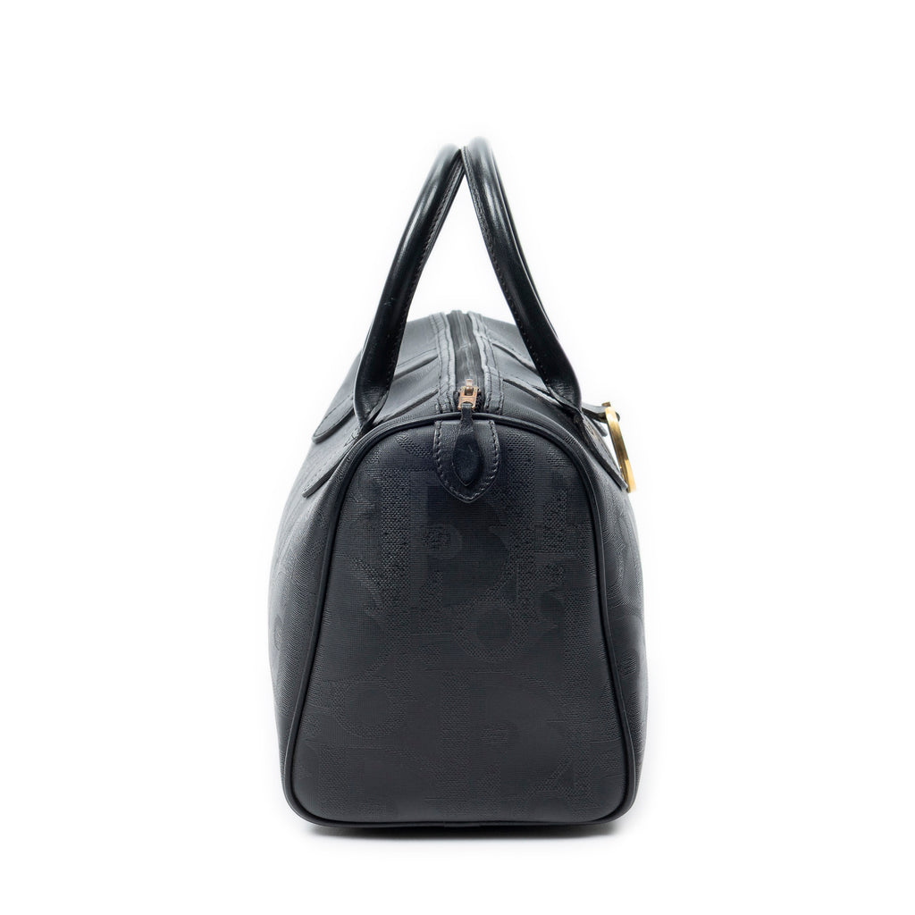 Handbag Vintage Small Boston Black Maxi Diorissimo Coated Canvas