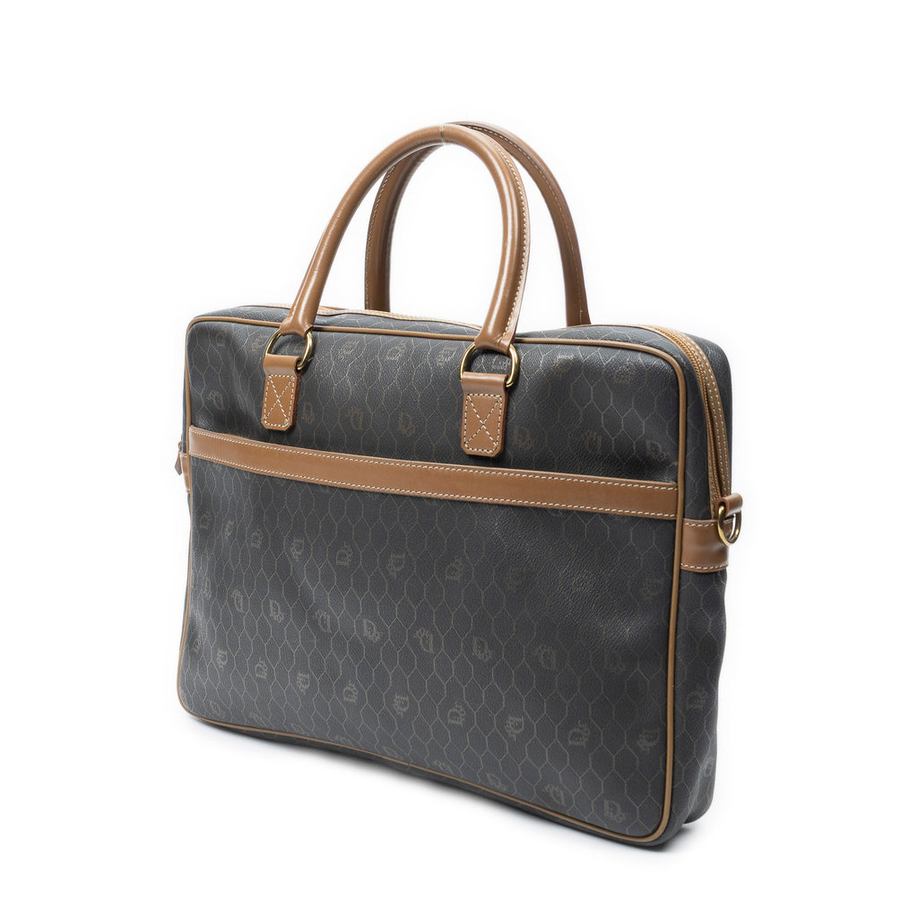Handbag Vintage Document Bag Brown Honeycomb Coated Canvas