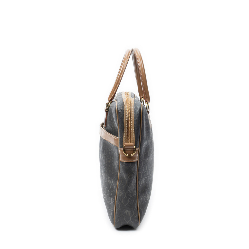Handbag Vintage Document Bag Brown Honeycomb Coated Canvas